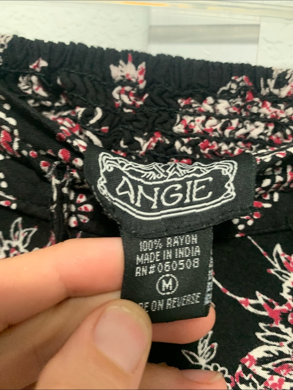 Angie Black Pink Boho Floral Wide-Leg High Rise Pants - Picture 4 of 7